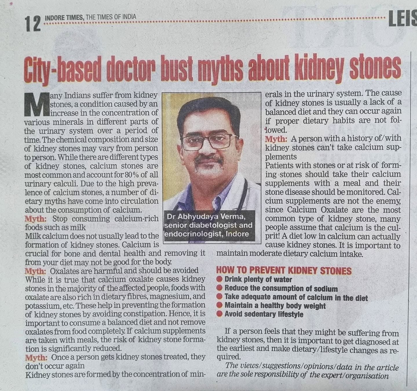 Times of India — Kidney Health